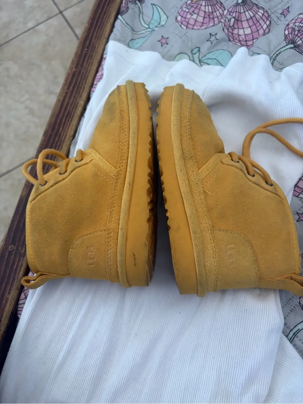 UGG Children's Mustard Yellow Fleece-Lined Lace-Up Boots